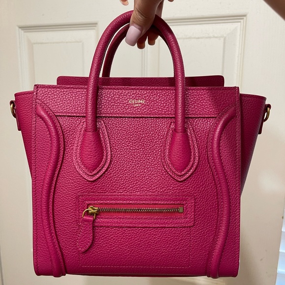 (SOLD)CELINE Nano Luggage Fuchsia Drummed Calfskin - Picture 1 of 6